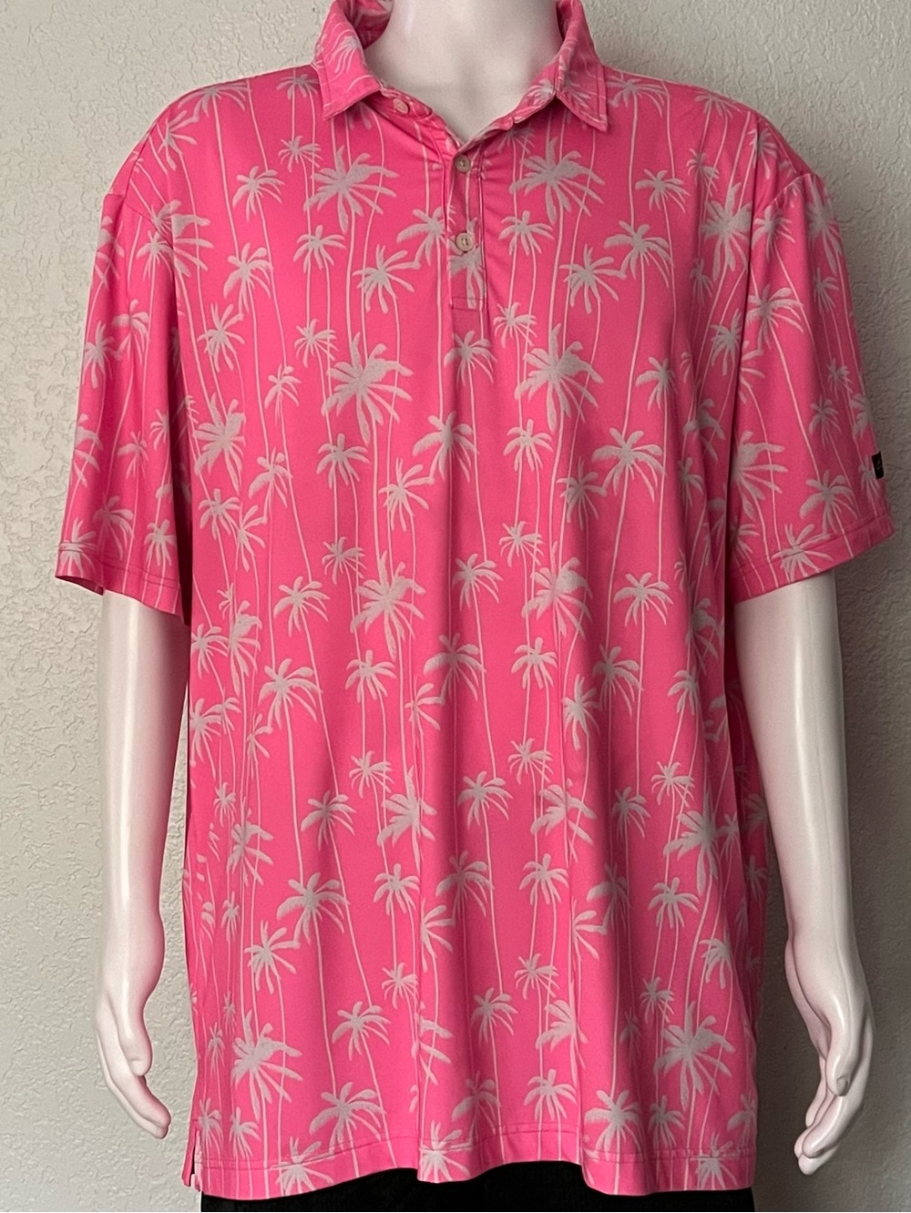 Sunday Swagger Golf Resort Polo Mens 3XL Pink Palm Tree Print Performance Shirt